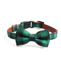 HKM-5666109 British Plaid Adjustable Pet Collar - PU and Cloth, Sizes S, M, L