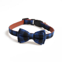 HKM-5666109 British Plaid Adjustable Pet Collar - PU and Cloth, Sizes S, M, L