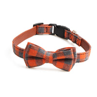 HKM-5666109 British Plaid Adjustable Pet Collar - PU and Cloth, Sizes S, M, L