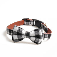 HKM-5666109 British Plaid Adjustable Pet Collar - PU and Cloth, Sizes S, M, L