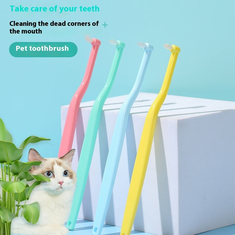 HKM-5666749 Soft-Fur Pet Toothbrush in Red, Blue, Green, and Yellow - Gentle Cleaning Essential