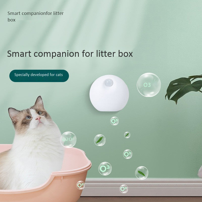 HKM-5667389 Smart Cat Air Purifier - Fragrance-Free Deodorizer for Pet Litter Boxes, Battery Operated, Quiet Design
