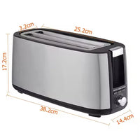 HKM-566803 1400W Long Slot Retro Toaster - Fits Anywhere, 2 Slice Bread Toaster