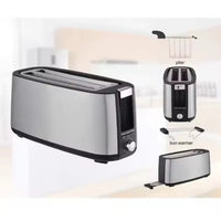 HKM-566803 1400W Long Slot Retro Toaster - Fits Anywhere, 2 Slice Bread Toaster