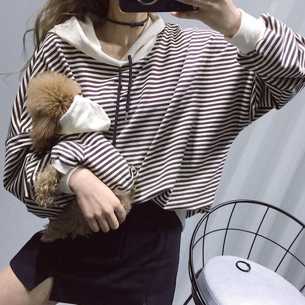 HKM-5669181 Cozy Cotton Dog Sweater in Khaki or Black Stripes for Parent-Child Matching Outfit