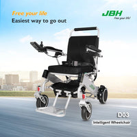 HKM-566931 Folding Electric Wheelchair for Seniors - Metal Silver, Removable Battery, 20km Range, 6 km/h Speed