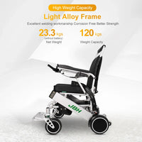 HKM-566931 Folding Electric Wheelchair for Seniors - Metal Silver, Removable Battery, 20km Range, 6 km/h Speed