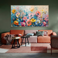 HKM-566995 Handpainted Oil Painting on Canvas - Large Flower Wall Art for Living Room and Home Decor