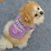 HKM-5670461 Breathable Cotton Short-Sleeved T-Shirt for Puppies in Taro Purple, Blue, and Rose Red