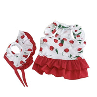 HKM-5671485 Cute Cherry Print Swimsuit Dress for Puppies in Red, Available in Multiple Sizes