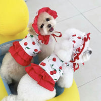 HKM-5671485 Cute Cherry Print Swimsuit Dress for Puppies in Red, Available in Multiple Sizes