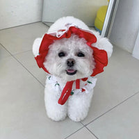 HKM-5671485 Cute Cherry Print Swimsuit Dress for Puppies in Red, Available in Multiple Sizes
