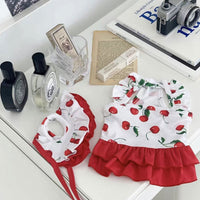 HKM-5671485 Cute Cherry Print Swimsuit Dress for Puppies in Red, Available in Multiple Sizes