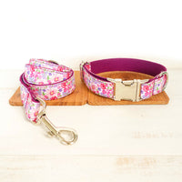 HKM-5671869 Pink Fairy Dog Leash and Collar Set - Durable Polyester Traction Strap for Everyday Use