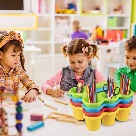 HKM-567187 6-Cup Stackable Craft Storage Tray - Durable Colourful Design for Organising Art Supplies