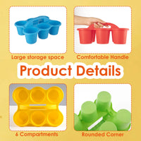 HKM-567187 6-Cup Stackable Craft Storage Tray - Durable Colourful Design for Organising Art Supplies