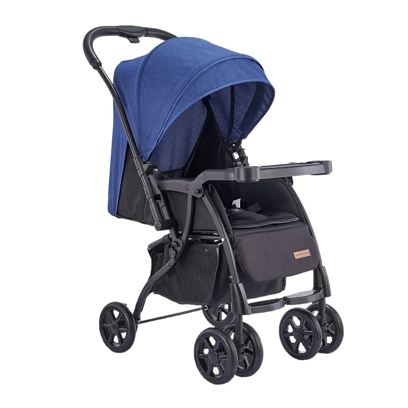 HKM-567251 Foldable Baby Buggy with Iron Frame and 3-Point Safety Harness for Travel Convenience