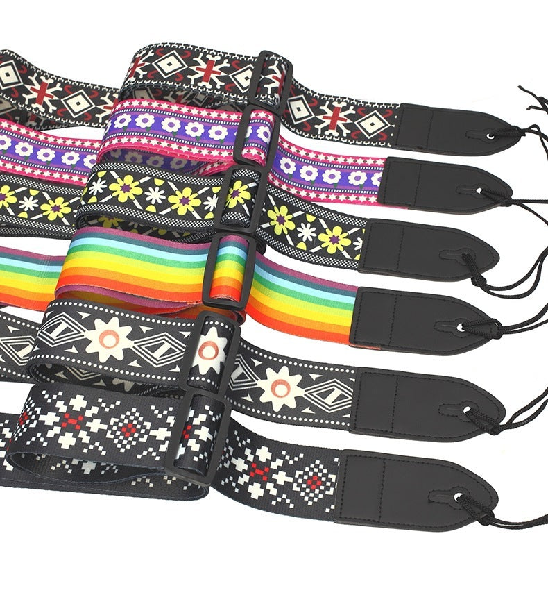 HKM-567251 Vibrant Printed Cloth Guitar Shoulder Strap with Unique Designs