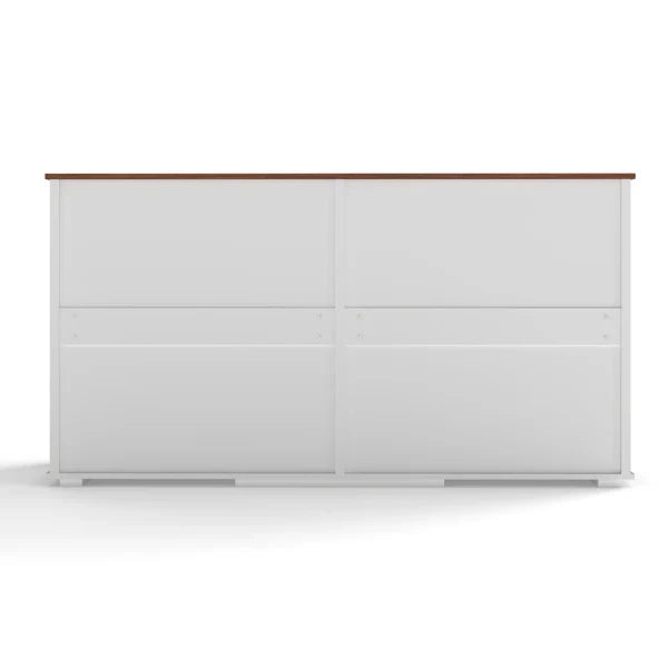 HKM-5673533 Large Wooden Dog Kennel for Two Dogs with Divider, Drawers & Sliding Door - Water-Resistant Indoor Furniture