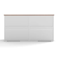 HKM-5673533 Large Wooden Dog Kennel for Two Dogs with Divider, Drawers & Sliding Door - Water-Resistant Indoor Furniture