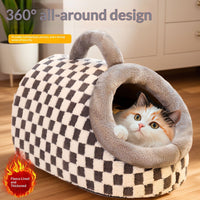HKM-5673917 All-Season Thick and Warm Pet Sleeping Mat ¨C Extra-Thick Carrier Nest for Dogs in Yellow/White or Gray/White Check