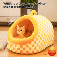 HKM-5673917 All-Season Thick and Warm Pet Sleeping Mat ¨C Extra-Thick Carrier Nest for Dogs in Yellow/White or Gray/White Check