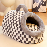 HKM-5673917 All-Season Thick and Warm Pet Sleeping Mat ¨C Extra-Thick Carrier Nest for Dogs in Yellow/White or Gray/White Check