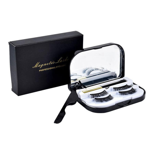HKM-567443 Magnetic Eyeliner and Eyelashes Gift Set - 2 Pairs of Man-Made Fiber Lashes