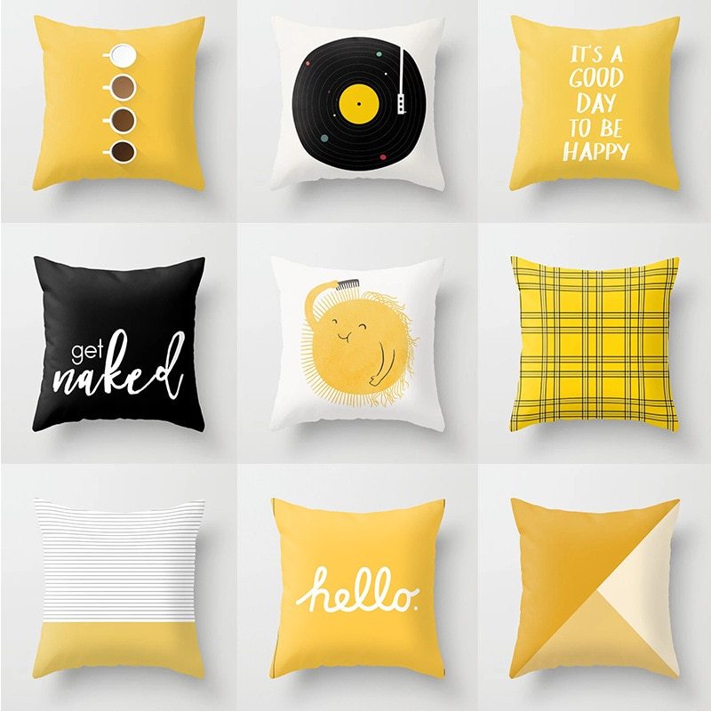 HKM-567443 Simple Modern Lattice Polyester Cushion Cover for Home Furnishing