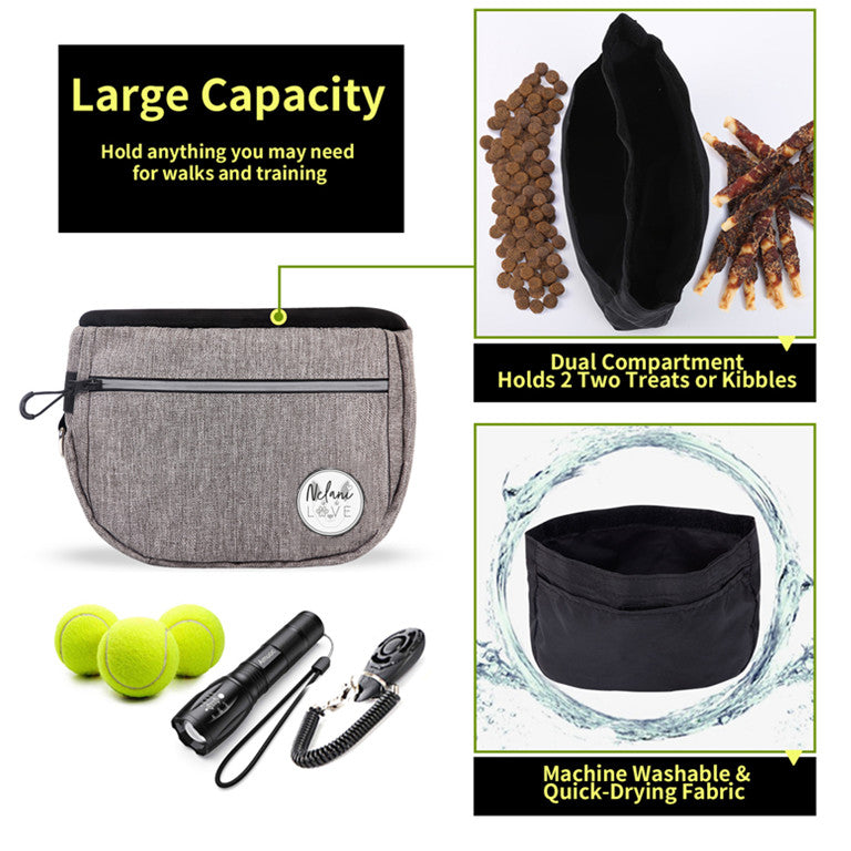 HKM-5676093 Portable Pet Snack Bag for Dog Training and Walks, Durable Oxford Material, Easy Access Design