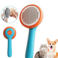 HKM-5677117 Self-Cleaning Slicker Brush for Cats and Dogs - Removes Tangled Hair and Loose Fur