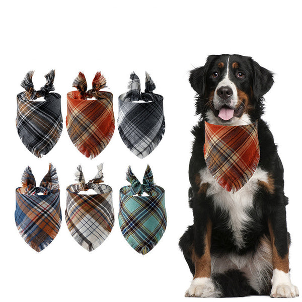 HKM-5677245 Plaid Triangle Scarf for Dogs - Stylish and Comfortable Accessory