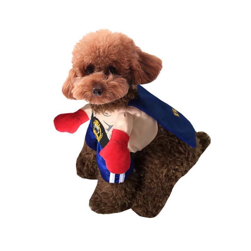 HKM-5678013 Stylish Halloween Dog Outfit in Boxing Design - Cotton & Edge Lun Fabric