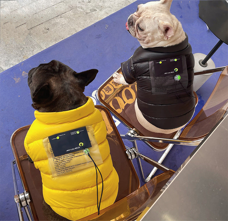 HKM-567827 Warm Down Jacket for Small to Medium Dogs and Cats - Polyester, Casual Style in Yellow and Black