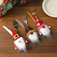 HKM-568019 Christmas-Themed Tableware Felt Covers with Antlers and Snowflake Design, 17.5 x 10 cm