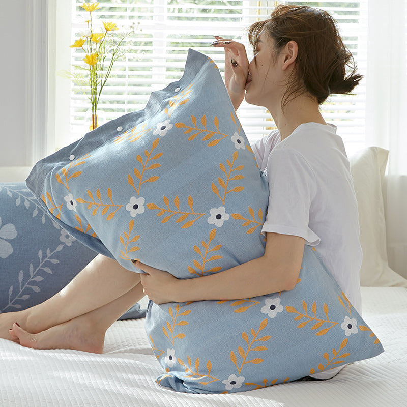 HKM-568019 Pure Cotton Gauze Pillowcase, Non-slip Design, Modern Simplicity, 50x75cm & 43x63cm
