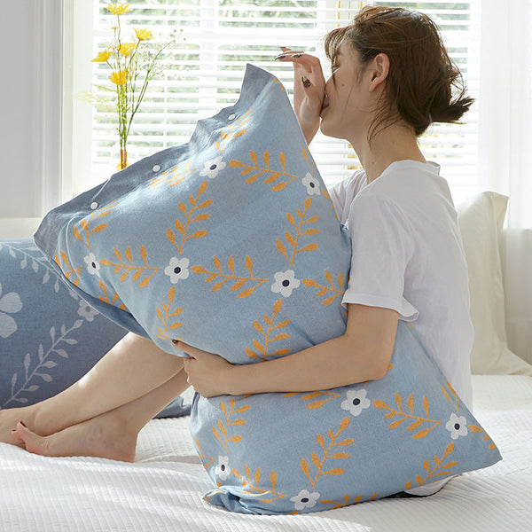 HKM-568019 Pure Cotton Gauze Pillowcase, Non-slip Design, Modern Simplicity, 50x75cm & 43x63cm