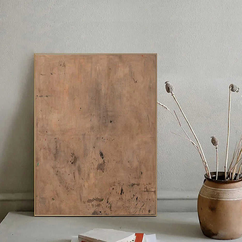 HKM-568147 Handmade Wabi-Sabi Style Abstract Oil Painting on Canvas - Minimalist Home Decor
