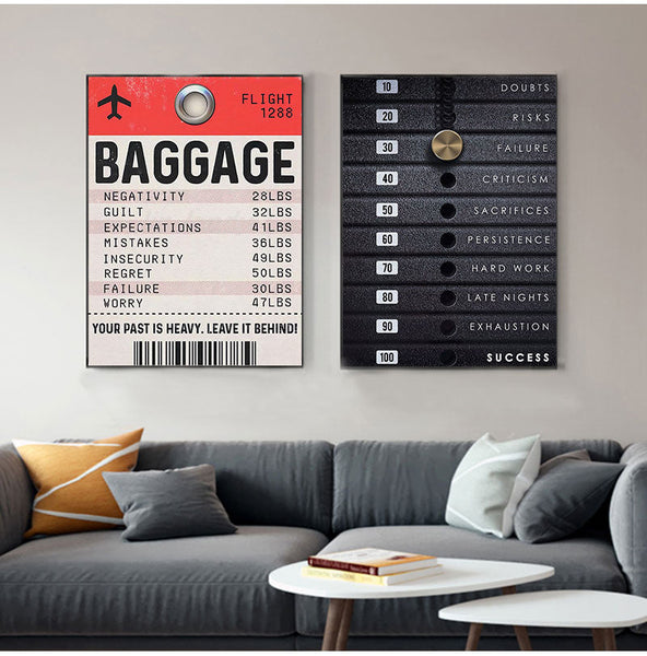 HKM-568211 Inspired Motivation Canvas Wall Art - Success Weight Quotes on Oil Canvas