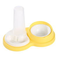 HKM-5682877 Dual Feeding Bowl for Pets with Neck Protection, Non-Slip Design, Integrated Food and Water Feeder in Ceramic and Stainless Steel, 26x12x37cm