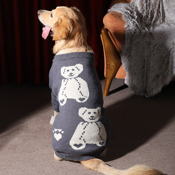 HKM-5683389 Cozy Gray Winter Dog Sweater for Large Breeds, Size 4XL to 7XL, Casual Design