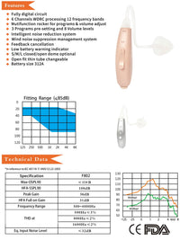 HKM-568403 Digital Wireless Hearing Aid with Noise Reduction and Bluetooth App Control, Split Design for Left or Right Ear