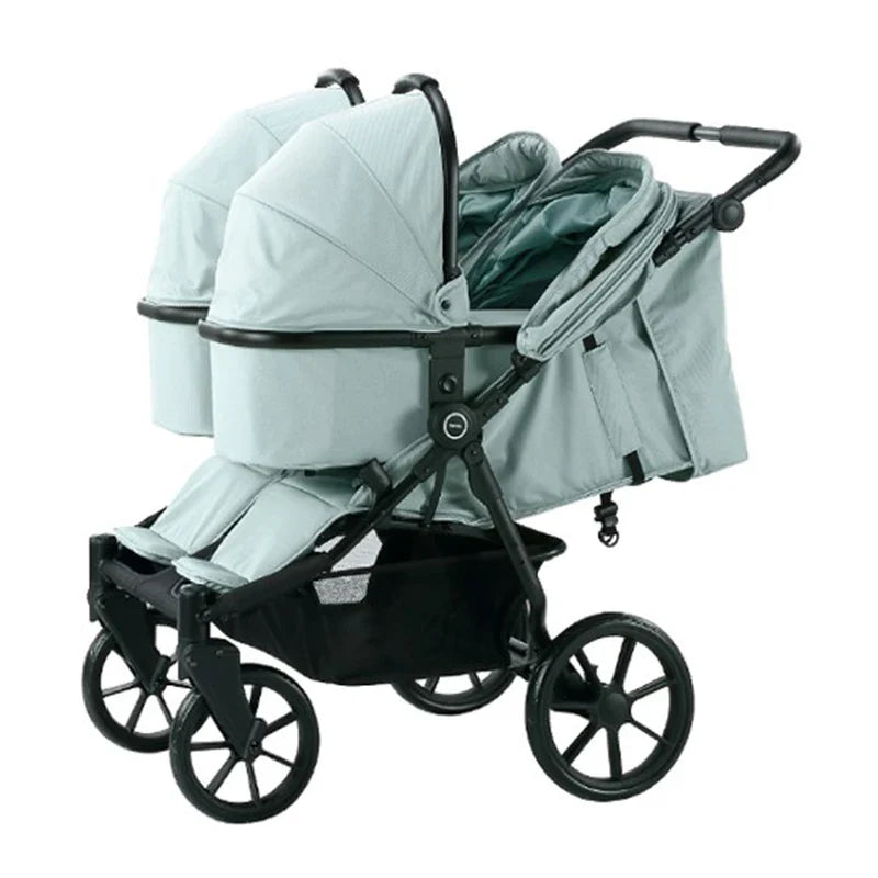HKM-568403 Terrain Double Stroller for Newborn and Toddler | Compatible with Major Infant Car Seat Brands