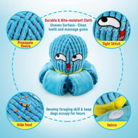 HKM-5685053 Interactive Plush Octopus Dog Toy with Squeaker and Crinkle for All Dog Sizes