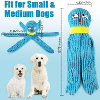 HKM-5685053 Interactive Plush Octopus Dog Toy with Squeaker and Crinkle for All Dog Sizes