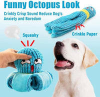 HKM-5685053 Interactive Plush Octopus Dog Toy with Squeaker and Crinkle for All Dog Sizes