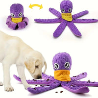 HKM-5685053 Interactive Plush Octopus Dog Toy with Squeaker and Crinkle for All Dog Sizes