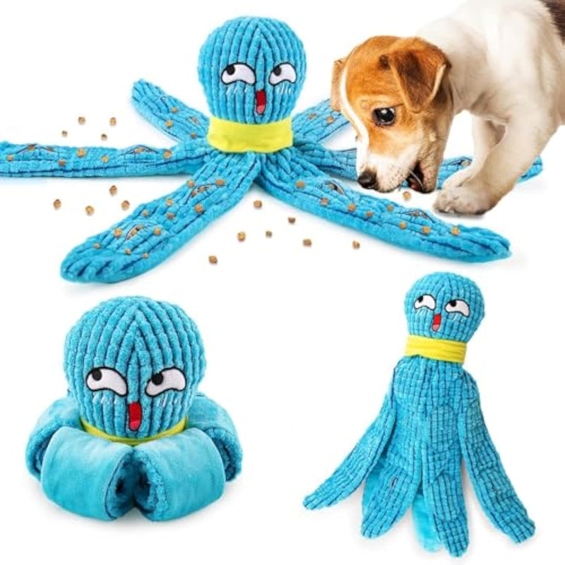 HKM-5685053 Interactive Plush Octopus Dog Toy with Squeaker and Crinkle for All Dog Sizes