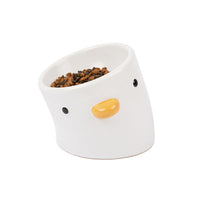 HKM-5685565 Ceramic Slanted Tall Pet Water Bowl with Waterproof Placemat for Dogs and Cats