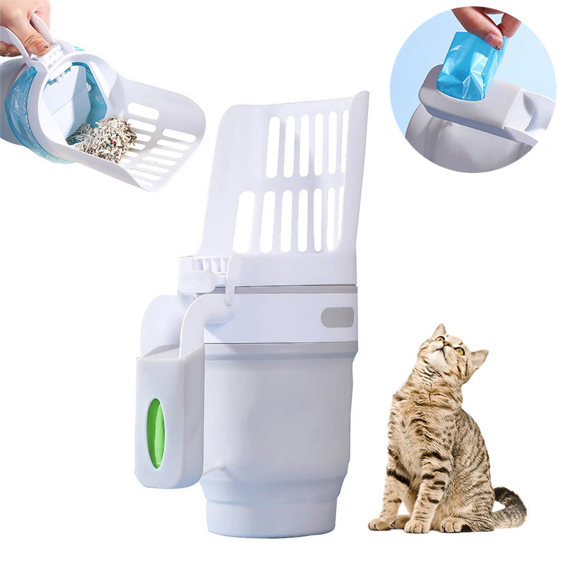 HKM-5686973 Cat Litter Scoop with Refill Bags - Self-Cleaning Waste Bin System for Cats and Dogs
